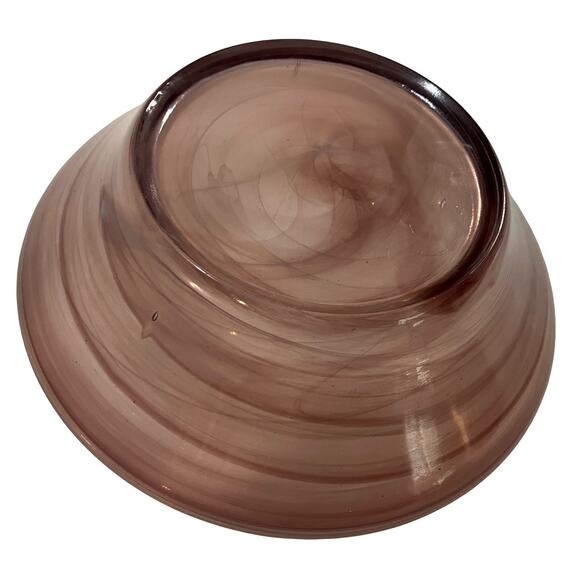 Purple Art Glass Bowl Hand Blown 8.5" Vintage Amethyst Swirl Centerpiece Serving - Picture 2 of 7